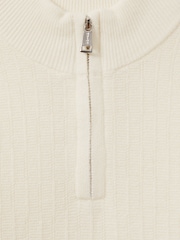 Reiss Off White Chester 3-9 yrs Zipped Funnel-Neck Wool Jumper - Image 3 of 3