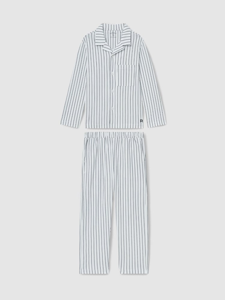 Reiss Cohen Set Brushed-Cotton Striped Pyjama Set - Image 2 of 5