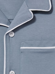 Reiss Airforce Blue Myers Set 3-9 yrs Brushed-Cotton Piped-Trim Pyjama Set - Image 4 of 4