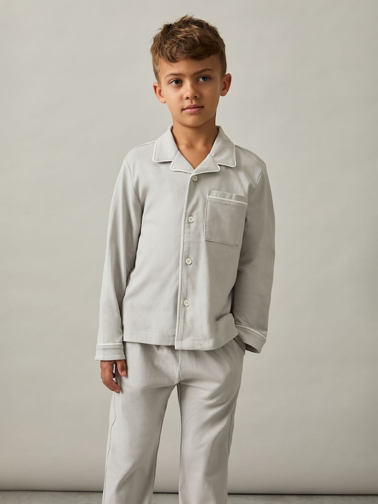 Комплект пижамы Reiss Myers Set из хлопка с начесом и кантом - Image 1 of 7