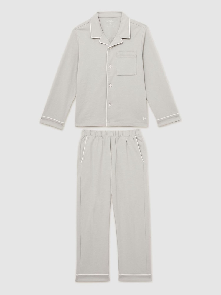 Комплект пижамы Reiss Myers Set из хлопка с начесом и кантом - Image 2 of 7