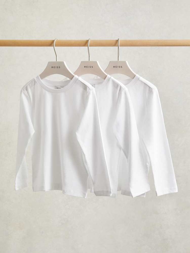 Reiss White Fort 9-13 yrs Cotton Jersey Long Sleeve T-Shirts 3 Pack - Image 1 of 4 Reiss White Fort 9-13 yrs Cotton Jersey Long Sleeve T-Shirts 3 Pack - Image 1 of 4