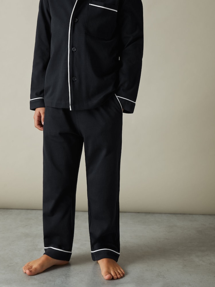 Комплект пижамы Reiss Myers Set из хлопка с начесом и кантом - Image 1 of 4