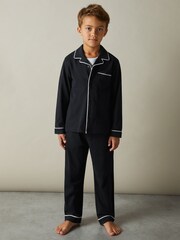 Комплект пижамы Reiss Myers Set из хлопка с начесом и кантом - Image 3 of 4