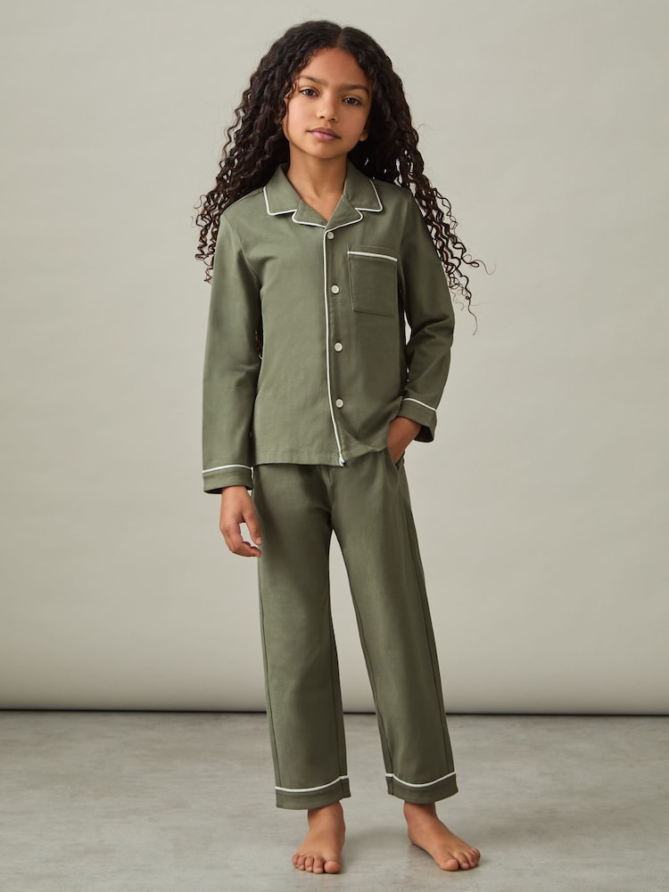 Комплект пижамы Reiss Myers Set из хлопка с начесом и кантом - Image 1 of 6