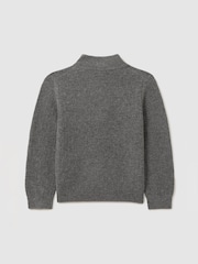 Reiss Mid Grey Melange Chester 9-13 yrs Zipped Funnel-Neck Wool Jumper - Image 4 of 5
