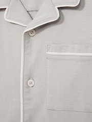 Reiss Soft Grey Myers Set 9-13 yrs Brushed-Cotton Piped-Trim Pyjamas Set - Image 6 of 7