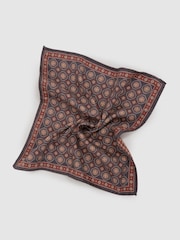 Reiss Charcoal/Rust Biriola Reversible Silk Pocket Square - Image 2 of 4