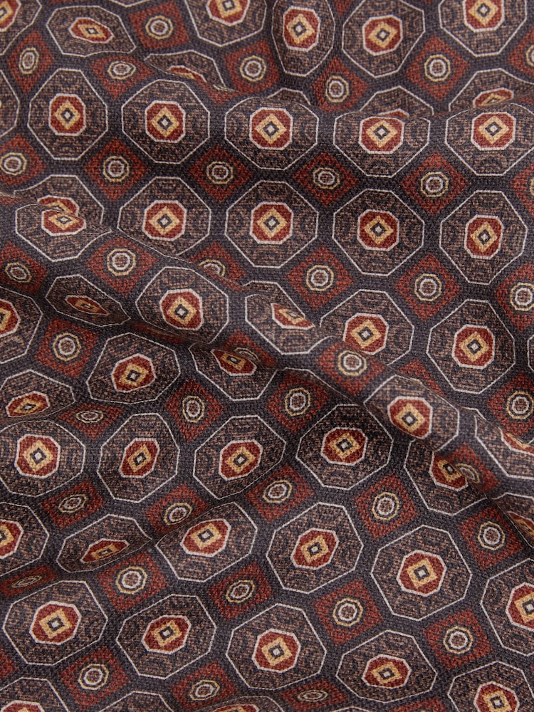 Reiss Charcoal/Rust Biriola Reversible Silk Pocket Square - Image 4 of 4