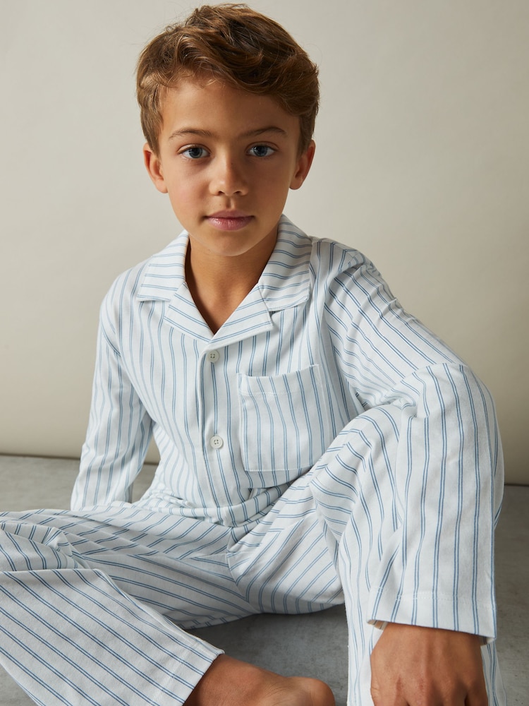 Reiss Cohen Set Brushed-Cotton Striped Pyjama Set - Image 1 of 5