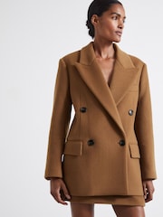 Reiss Camel Lauren Atelier Virgin Wool and Camel-Blend Suit Jacket - Image 3 of 8