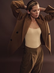 Reiss Camel Lauren Atelier Virgin Wool and Camel-Blend Suit Jacket - Image 6 of 8