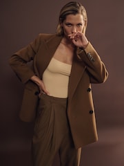 Reiss Camel Lauren Atelier Virgin Wool and Camel-Blend Suit Jacket - Image 7 of 8
