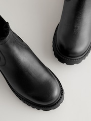 Black Standard Fit (F) Leather Warm Lined Chelsea Boots - Image 5 of 6