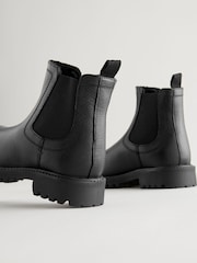Black Wide Fit (G) Leather Warm Lined Chelsea Boots - Image 3 of 5