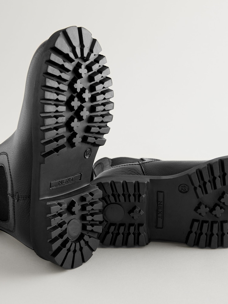 Black Wide Fit (G) Leather Warm Lined Chelsea Boots - Image 5 of 5