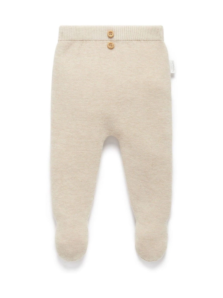 Purebaby Natural Textured Knit Footed 100% Cotton Leggings - Image 2 of 5