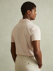 Reiss Oatmeal Melange Caspa Mercerised Jersey Cuban Collar Shirt - Image 3 of 4