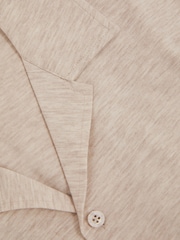 Reiss Oatmeal Melange Caspa Mercerised Jersey Cuban Collar Shirt - Image 4 of 4
