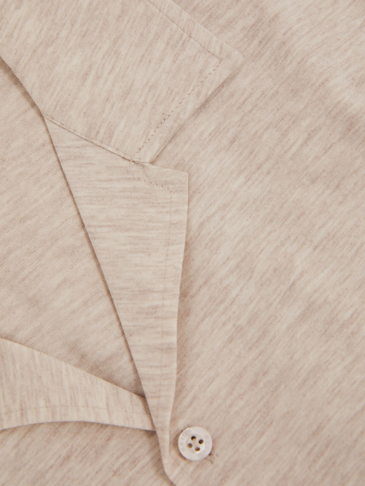 Reiss Oatmeal Melange Caspa Mercerised Jersey Cuban Collar Shirt - Image 4 of 4