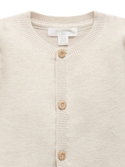 Purebaby Natural 100% Cotton Textured Knit Cardigan - Image 3 of 5