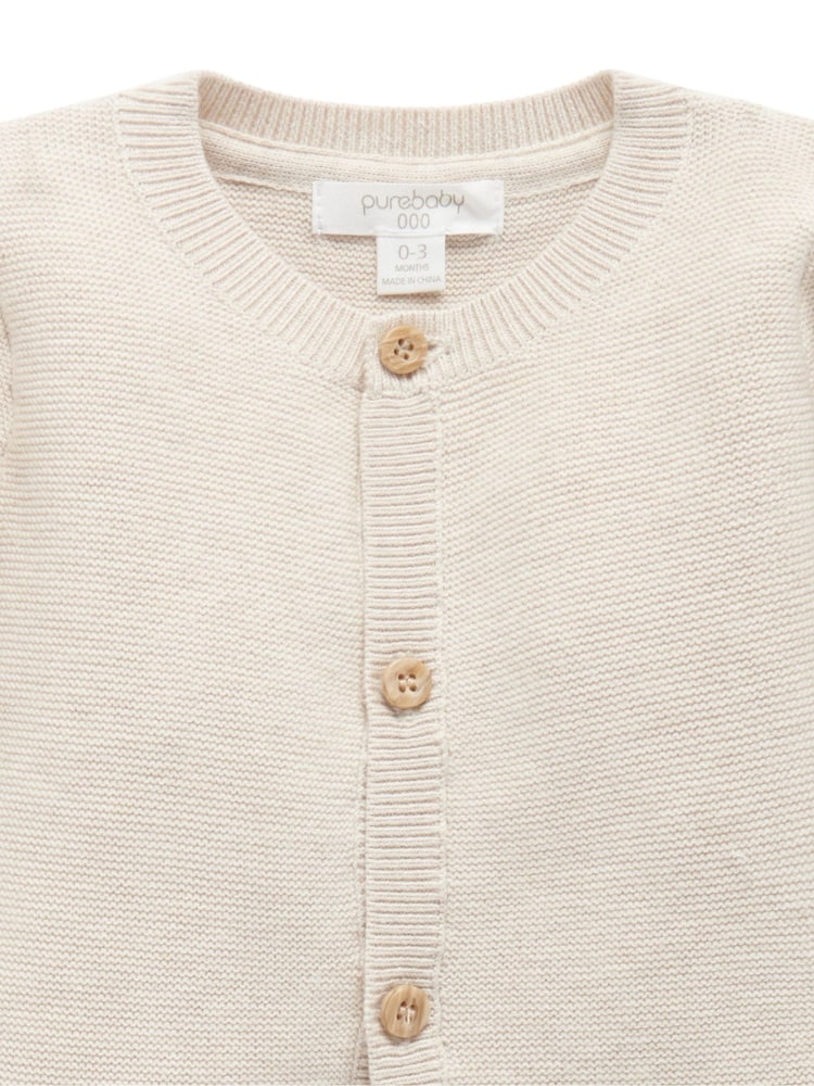 Purebaby Natural 100% Cotton Textured Knit Cardigan - Image 3 of 5