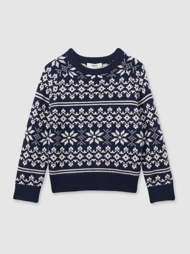 Reiss Bright Navy Blue/White Arkensaw 9-13 yrs Merino Jumper - Image 2 of 4 Reiss Bright Navy Blue/White Arkensaw 9-13 yrs Merino Jumper - Image 2 of 4