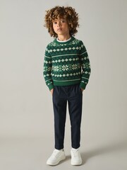 Reiss Green/Blue/Ecru Arkensaw 3-9 yrs Merino Jumper - Image 3 of 5