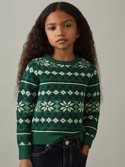 Reiss Green/Blue/Ecru Arkensaw 3-9 yrs Merino Jumper - Image 4 of 5