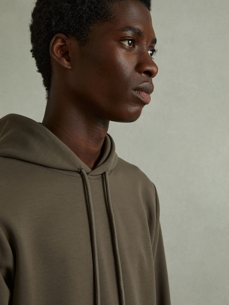 Reiss Sage Green Fabien Interlock Jersey Hoodie - Image 2 of 5