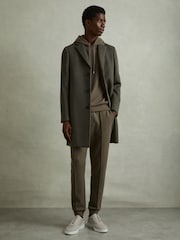 Reiss Sage Green Fabien Interlock Jersey Hoodie - Image 4 of 5