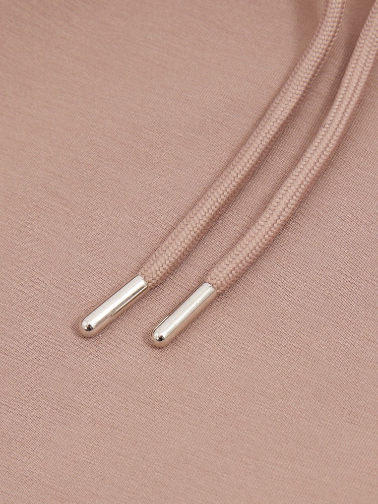 Reiss Pale Blush Pink Fabien Interlock Jersey Drawstring Hoodie - Image 4 of 4