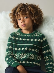 Reiss Green/Blue/Ecru Arkensaw 9-13 yrs Merino Jumper - Image 3 of 5