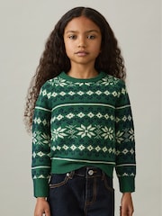 Reiss Green/Blue/Ecru Arkensaw 9-13 yrs Merino Jumper - Image 4 of 5
