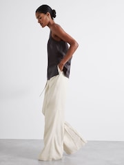Reiss Ivory Iris Atelier Wide Leg Crepe Trousers with Wool - Image 1 of 7
