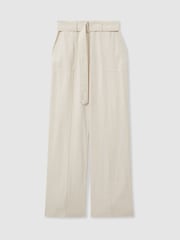 Reiss Ivory Iris Atelier Wide Leg Crepe Trousers with Wool - Image 2 of 7