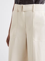 Reiss Ivory Iris Atelier Wide Leg Crepe Trousers with Wool - Image 4 of 7