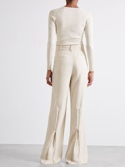 Reiss Ivory Iris Atelier Wide Leg Crepe Trousers with Wool - Image 5 of 7