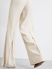 Reiss Ivory Iris Atelier Wide Leg Crepe Trousers with Wool - Image 6 of 7