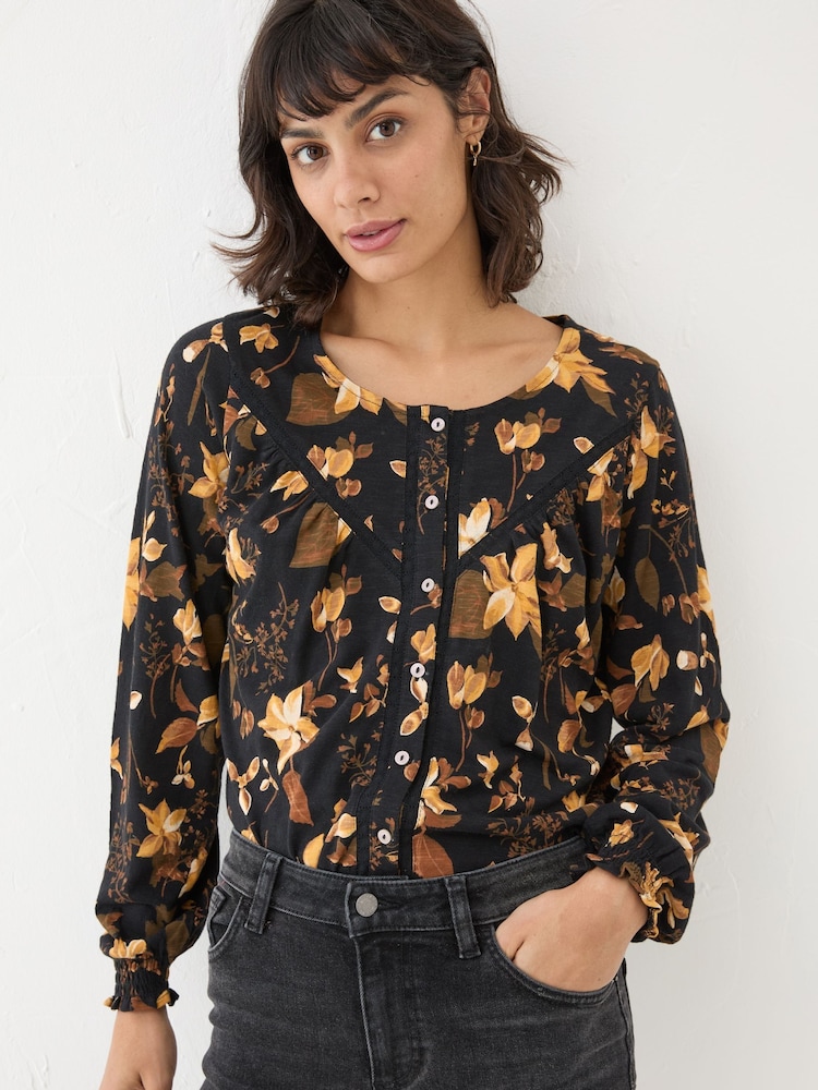 FatFace Black Wren Woodland Top - Image 1 of 5