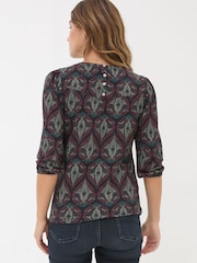 FatFace Penny Black Decorative Leaf Top - Image 2 of 6