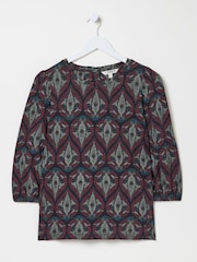 FatFace Penny Black Decorative Leaf Top - Image 6 of 6