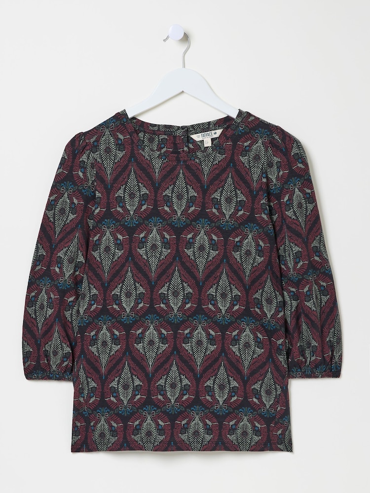 FatFace Penny Black Decorative Leaf Top - Image 6 of 6