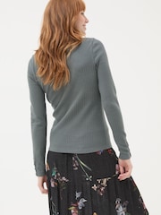 FatFace Callie Grey High Neck Rib Top - Image 2 of 7