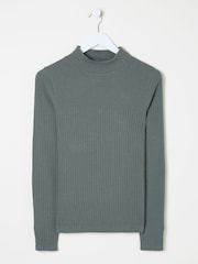 FatFace Callie Grey High Neck Rib Top - Image 6 of 7