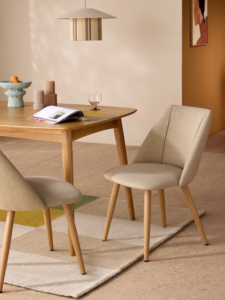 MADE.COM Set of 2 Ecru Marl and Oak Legs Lule Non Arm Dining Chairs - Image 1 of 5