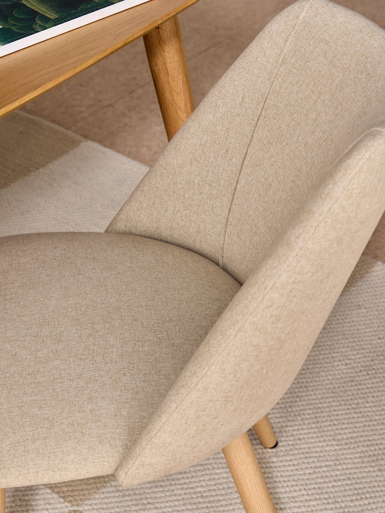 MADE.COM Set of 2 Ecru Marl and Oak Legs Lule Non Arm Dining Chairs - Image 2 of 5