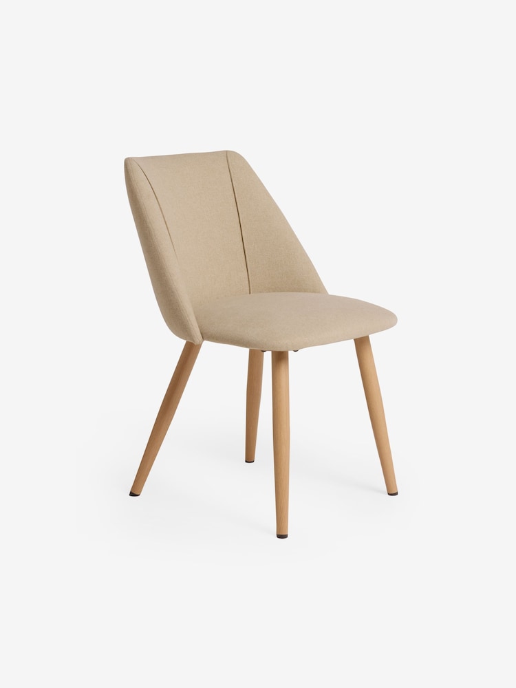 MADE.COM Set of 2 Ecru Marl and Oak Legs Lule Non Arm Dining Chairs - Image 5 of 5