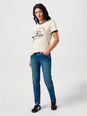 White Ringer 100% Cotton T-Shirt - Image 3 of 6