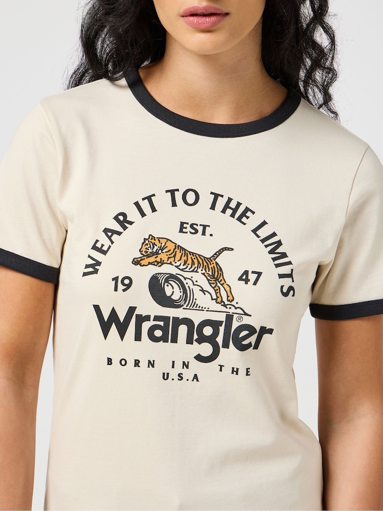 White Ringer 100% Cotton T-Shirt - Image 5 of 6